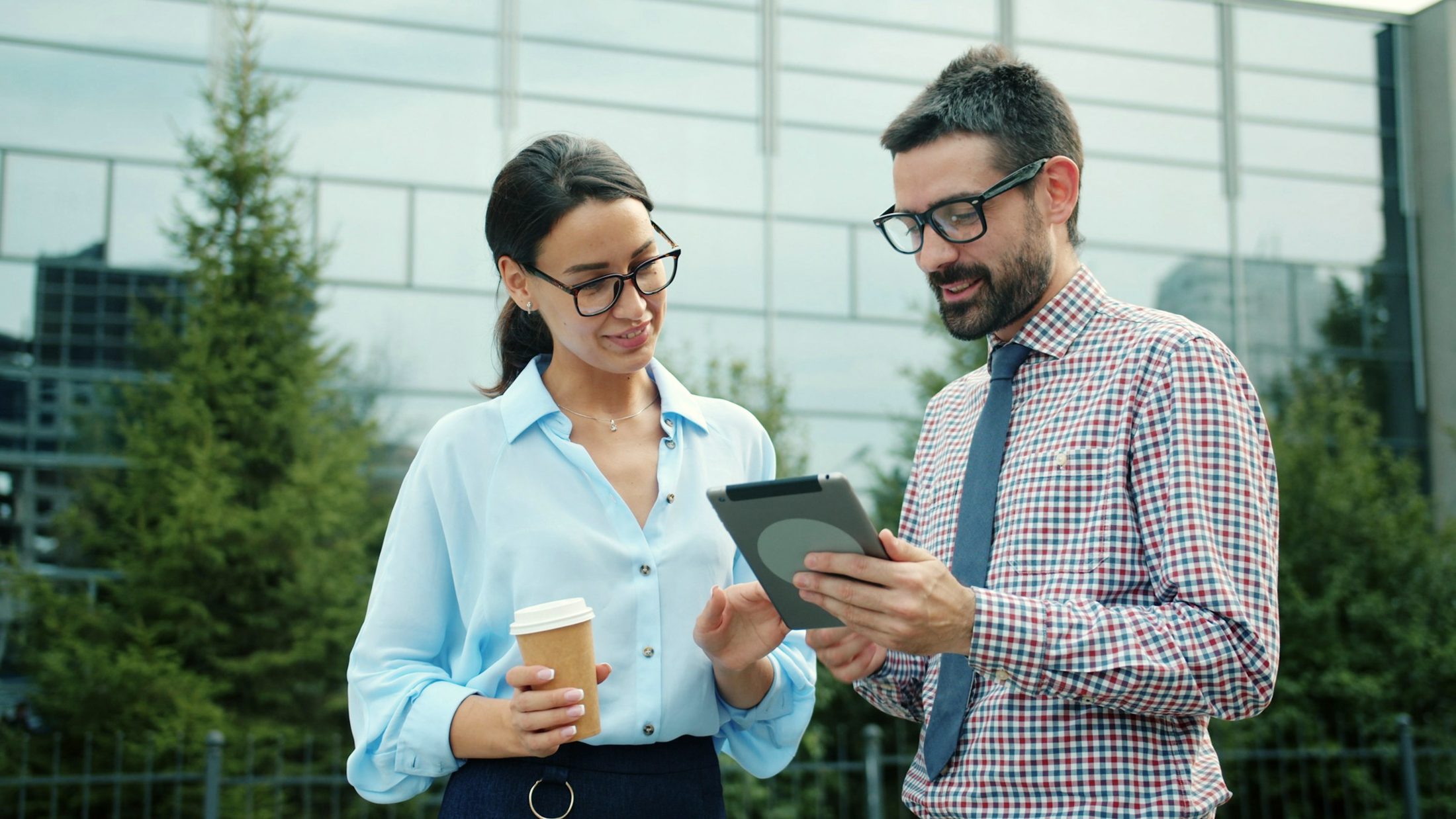 An advisor guiding a client outdoors